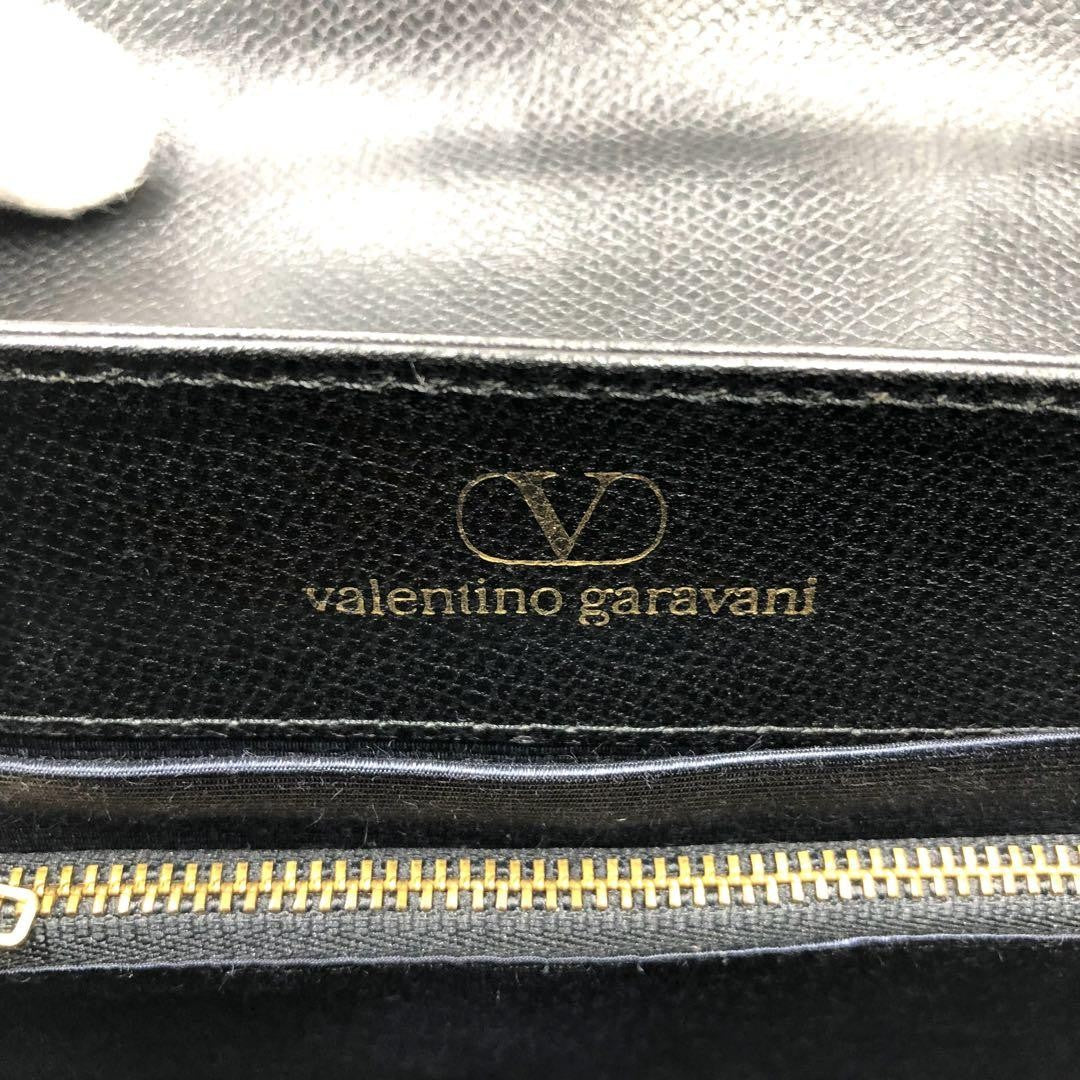 Valentino Garavani Shoulder Bag Purse Logo Leather Black Authentic