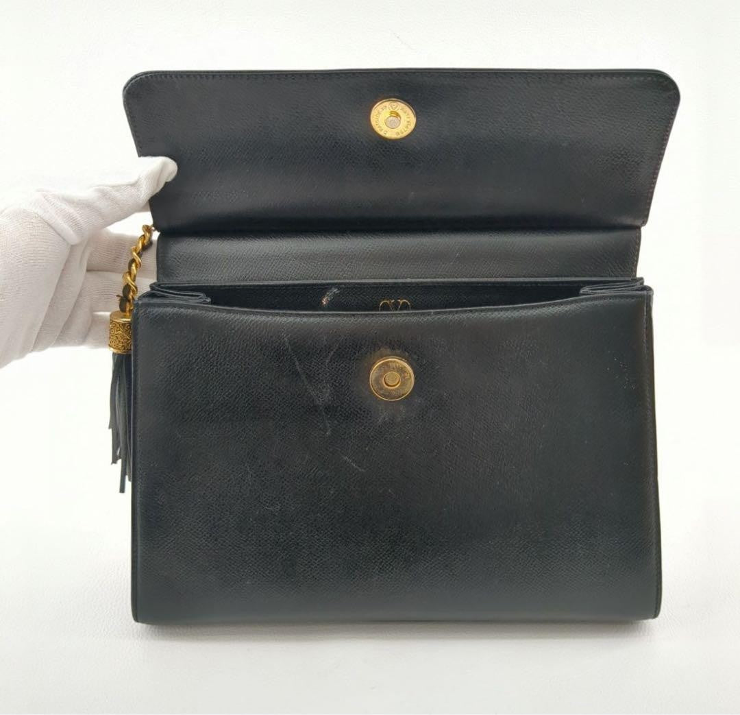 Valentino Garavani Hand Bag Tote Purse Logo Leather Black Authentic