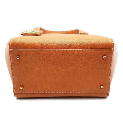 Valentino Garavani Hand Bag Tote Purse Leather Light Brown Authentic