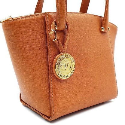 Valentino Garavani Hand Bag Tote Purse Leather Light Brown Authentic
