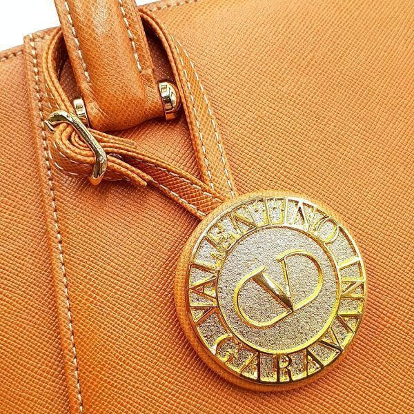 Valentino Garavani Hand Bag Tote Purse Leather Light Brown Authentic