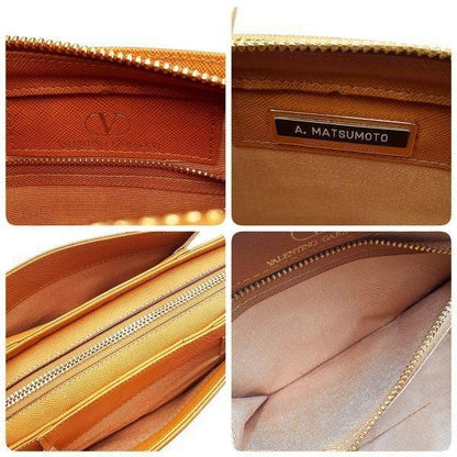 Valentino Garavani Hand Bag Tote Purse Leather Light Brown Authentic