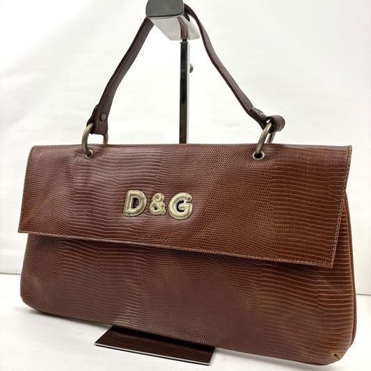 Dolce & Gabbana Hand Bag Tote Purse Leather Brown Authentic