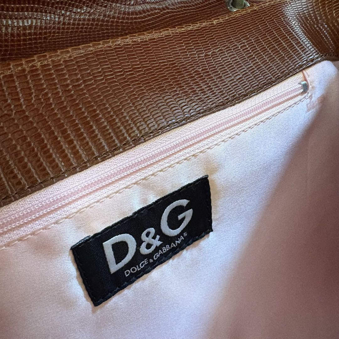 Dolce & Gabbana Hand Bag Tote Purse Leather Brown Authentic