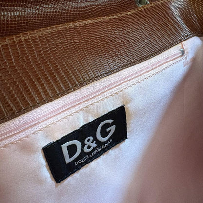 Dolce & Gabbana Hand Bag Tote Purse Leather Brown Authentic