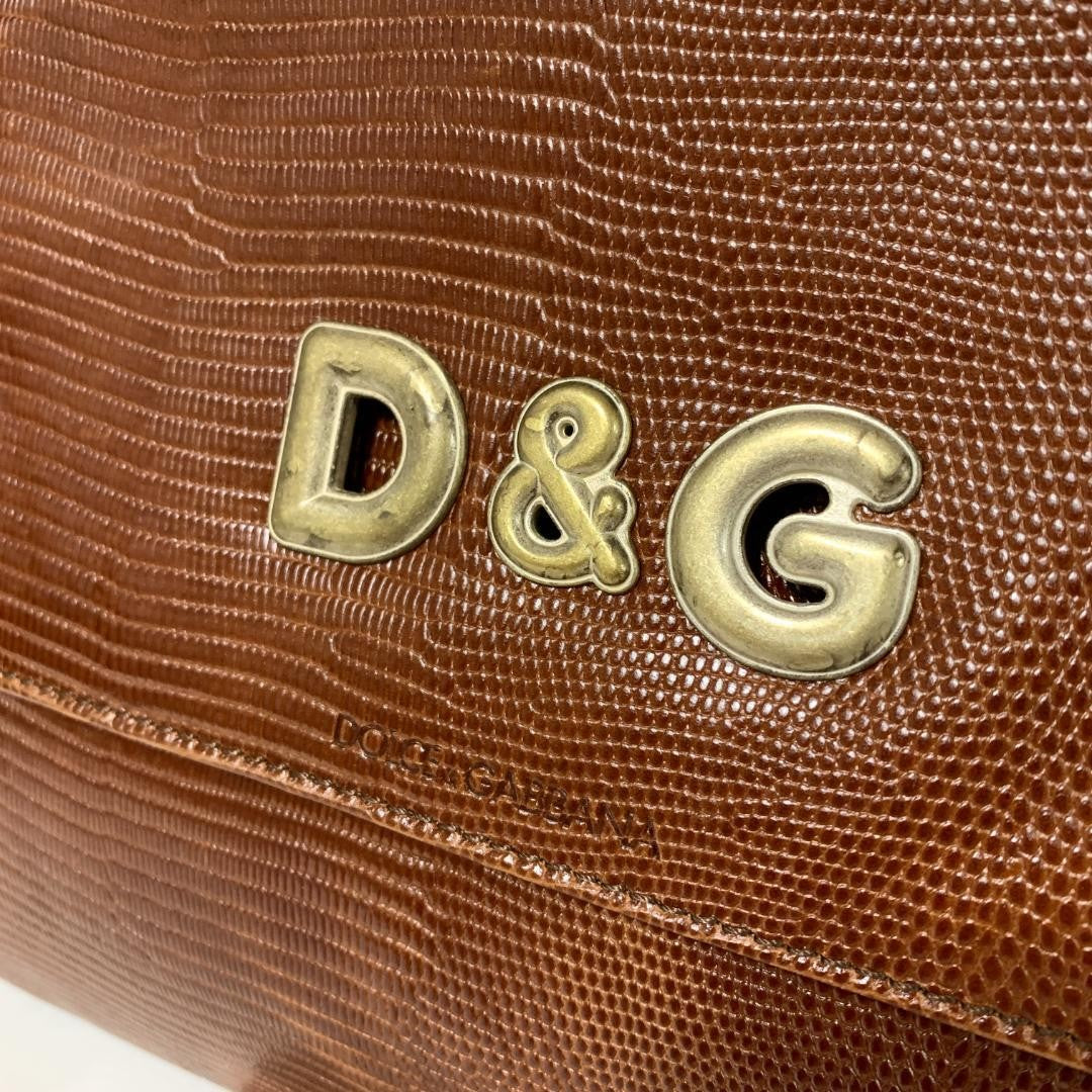 Dolce & Gabbana Hand Bag Tote Purse Leather Brown Authentic