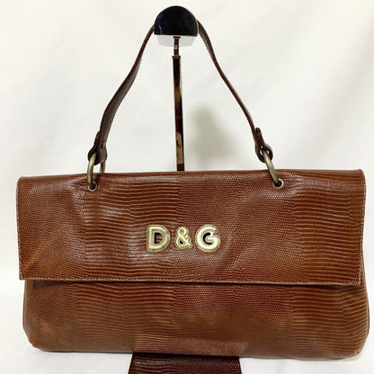 Dolce & Gabbana Hand Bag Tote Purse Leather Brown Authentic