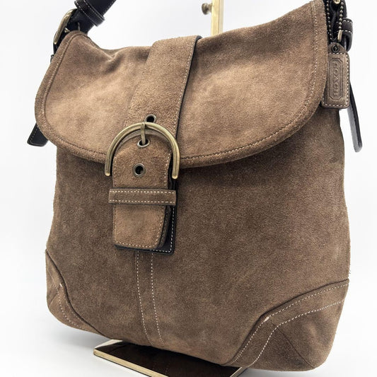 COACH Shoulder Bag Purse Soho Suede Brown Authentic