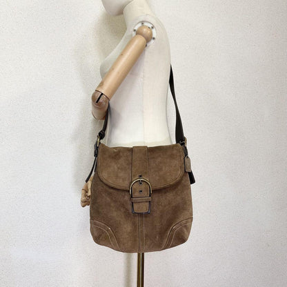 COACH Shoulder Bag Purse Soho Suede Brown Authentic