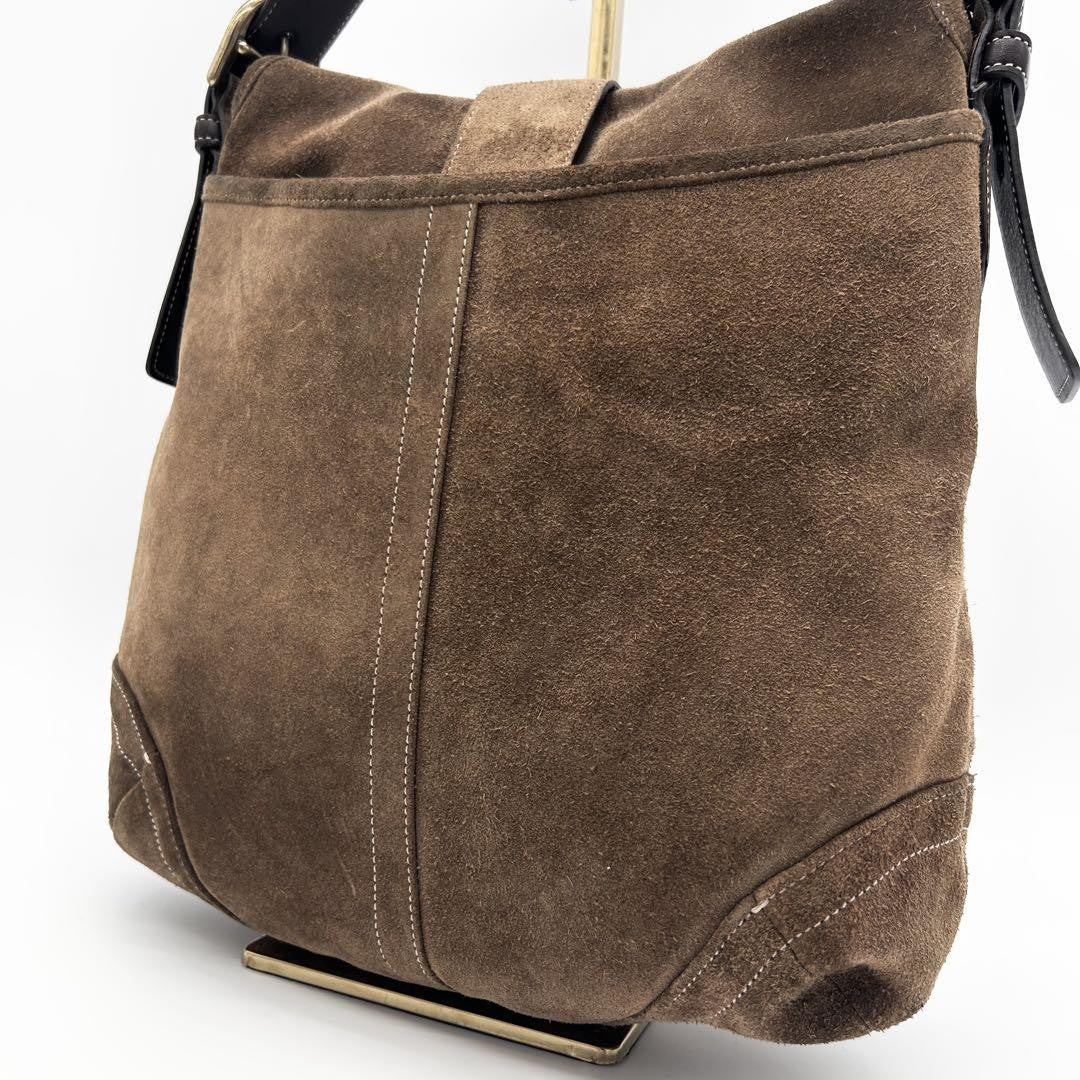 COACH Shoulder Bag Purse Soho Suede Brown Authentic