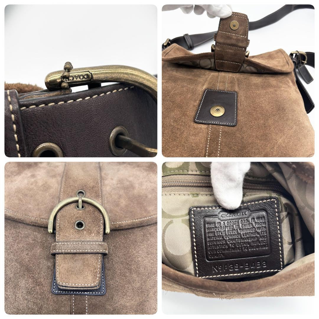 COACH Shoulder Bag Purse Soho Suede Brown Authentic