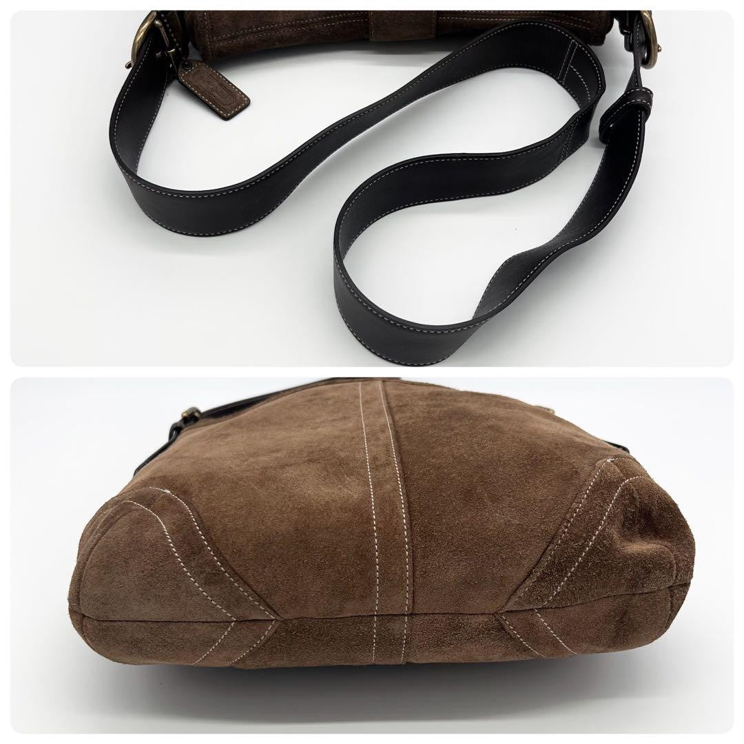 COACH Shoulder Bag Purse Soho Suede Brown Authentic