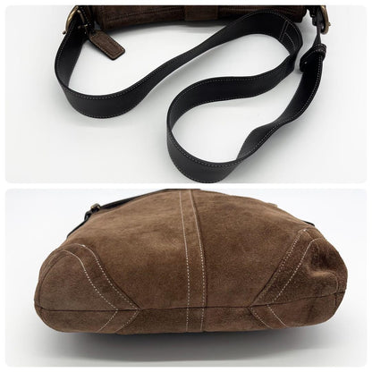 COACH Shoulder Bag Purse Soho Suede Brown Authentic