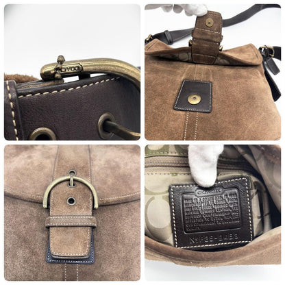 COACH Shoulder Bag Purse Soho Suede Brown Authentic