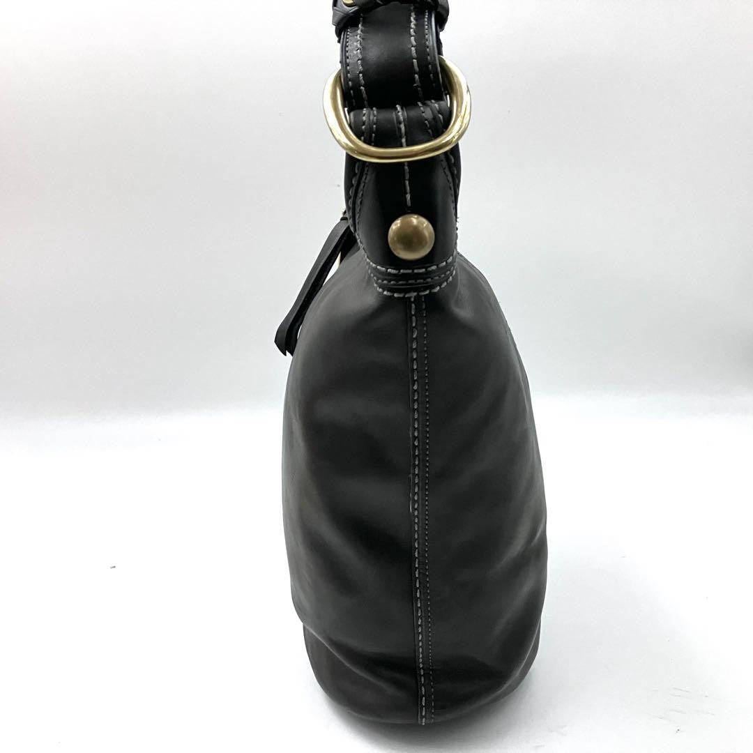 COACH Shoulder Bag Purse Leather Black Authentic
