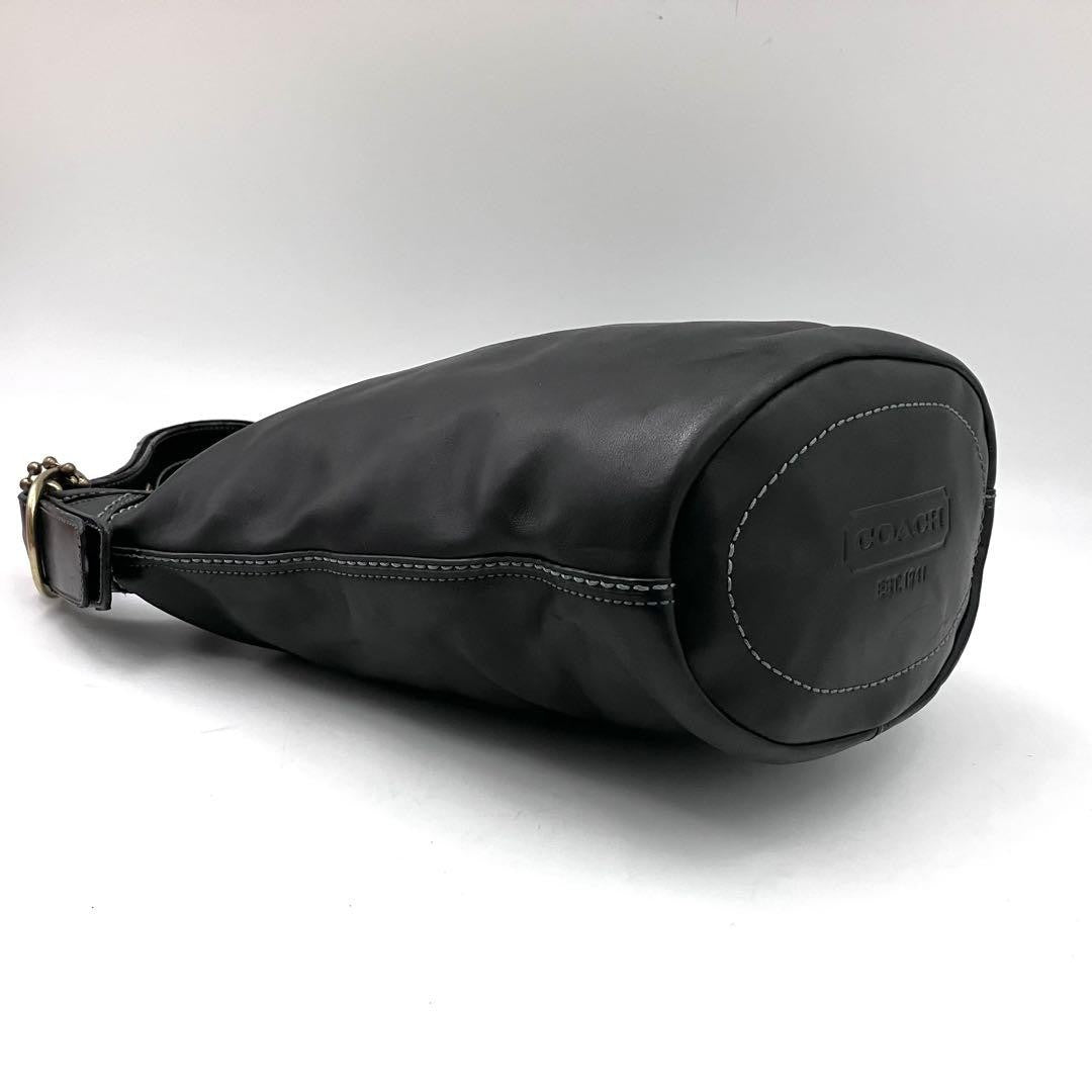 COACH Shoulder Bag Purse Leather Black Authentic