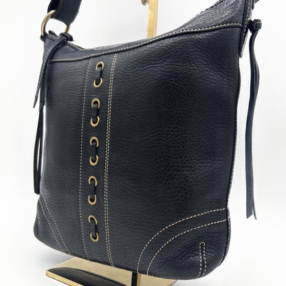 COACH Shoulder Bag Purse Leather Black Authentic