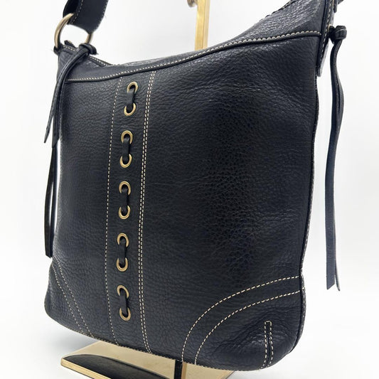 COACH Shoulder Bag Purse Leather Black Authentic