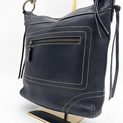 COACH Shoulder Bag Purse Leather Black Authentic