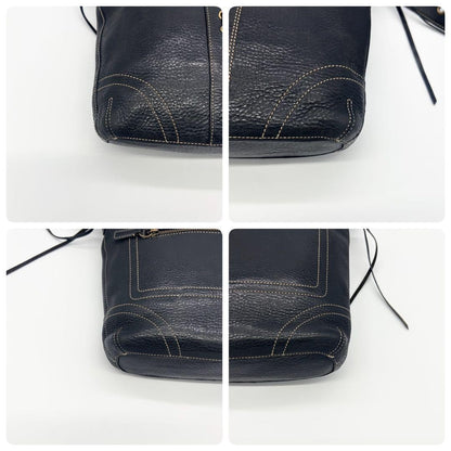 COACH Shoulder Bag Purse Leather Black Authentic