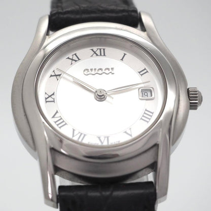 GUCCI 5500L Quartz Watch Wristwatch White Silver Women's Authentic