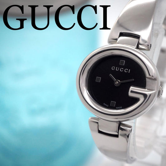 GUCCI Quartz Watch Wristwatch Black Silver Women's Authentic