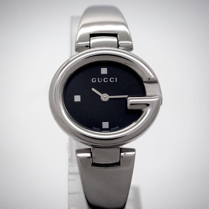 GUCCI Quartz Watch Wristwatch Black Silver Women's Authentic