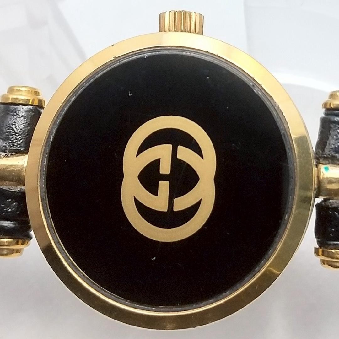 GUCCI Quartz Watch Wristwatch Gold Black Women's Authentic