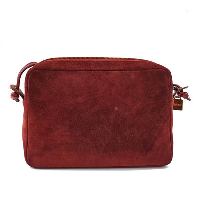 LOEWE Shoulder Bag Purse Anagram Suede Bordeaux Authentic