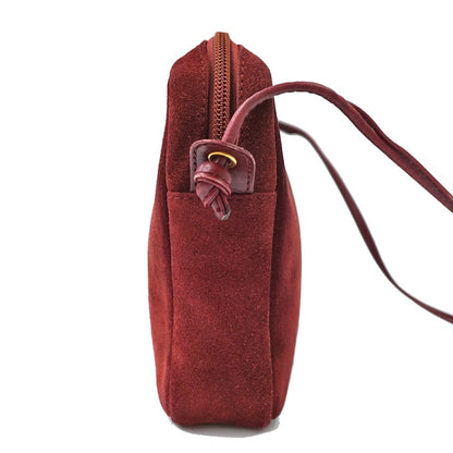 LOEWE Shoulder Bag Purse Anagram Suede Bordeaux Authentic