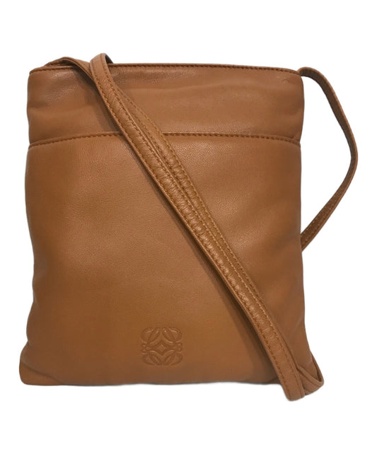 LOEWE Bag Shoulder Purse Anagram Leather Brown Authentic
