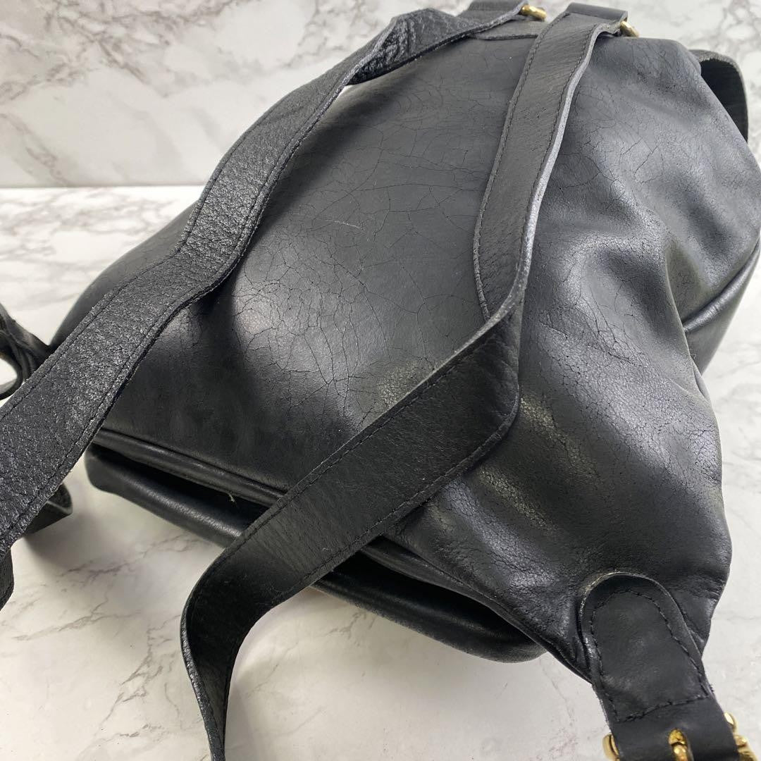 VERSACE Backpack Medusa Leather Black Authentic