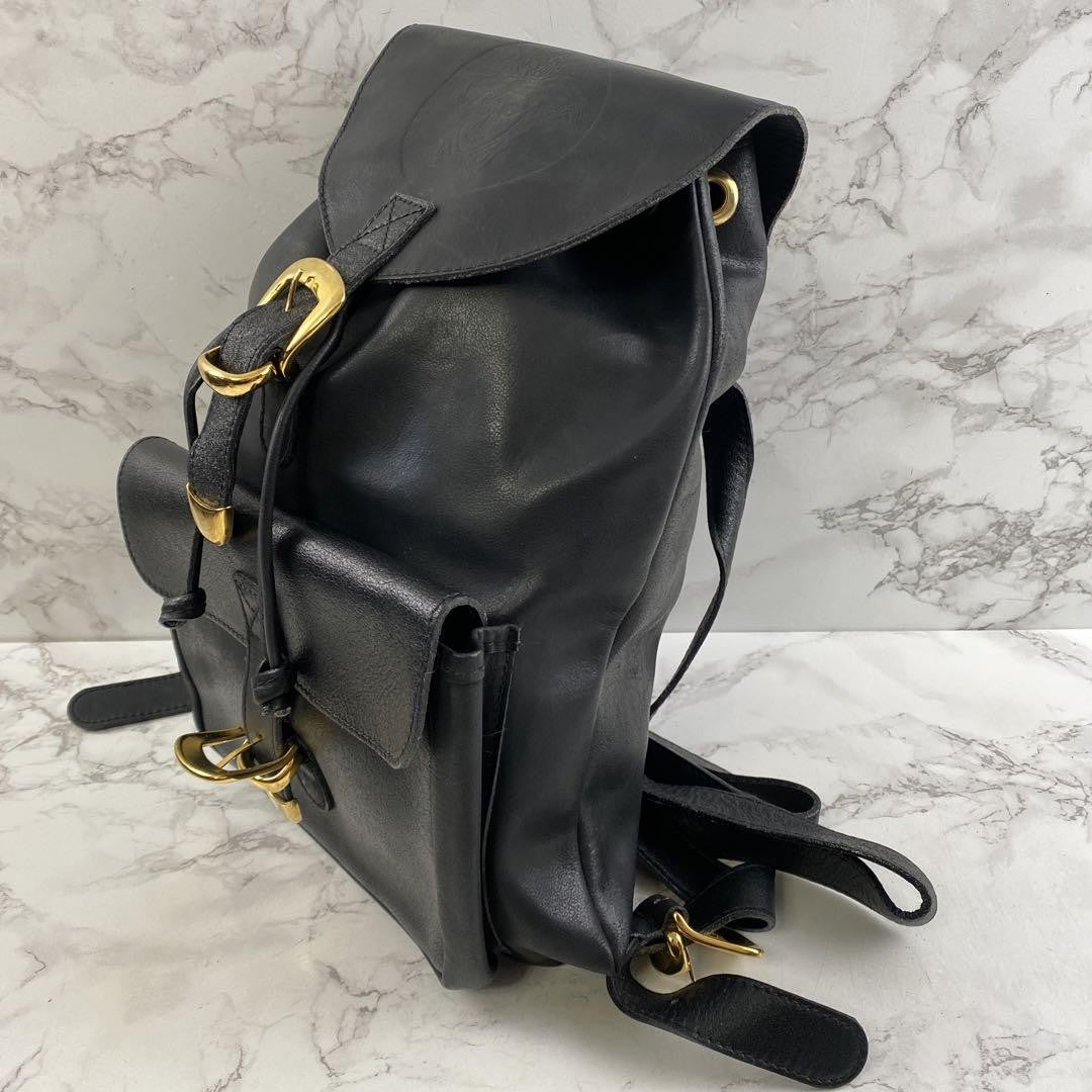 VERSACE Backpack Medusa Leather Black Authentic