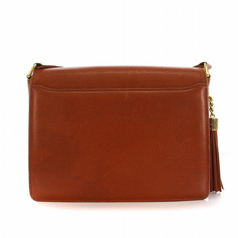 Valentino Garavani Shoulder Bag Purse Logo Leather Brown Authentic