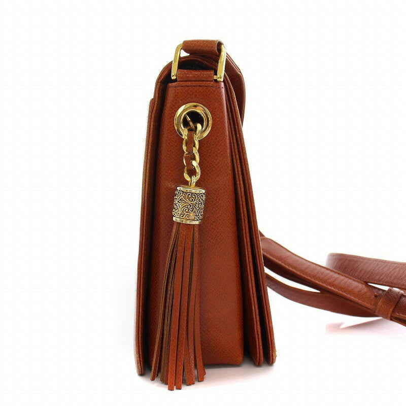 Valentino Garavani Shoulder Bag Purse Logo Leather Brown Authentic