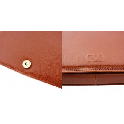 Valentino Garavani Shoulder Bag Purse Logo Leather Brown Authentic