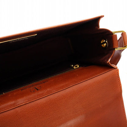Valentino Garavani Shoulder Bag Purse Logo Leather Brown Authentic