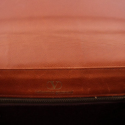 Valentino Garavani Shoulder Bag Purse Logo Leather Brown Authentic