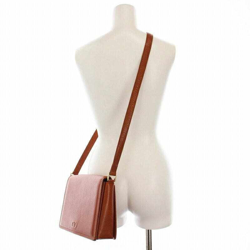 Valentino Garavani Shoulder Bag Purse Logo Leather Brown Authentic