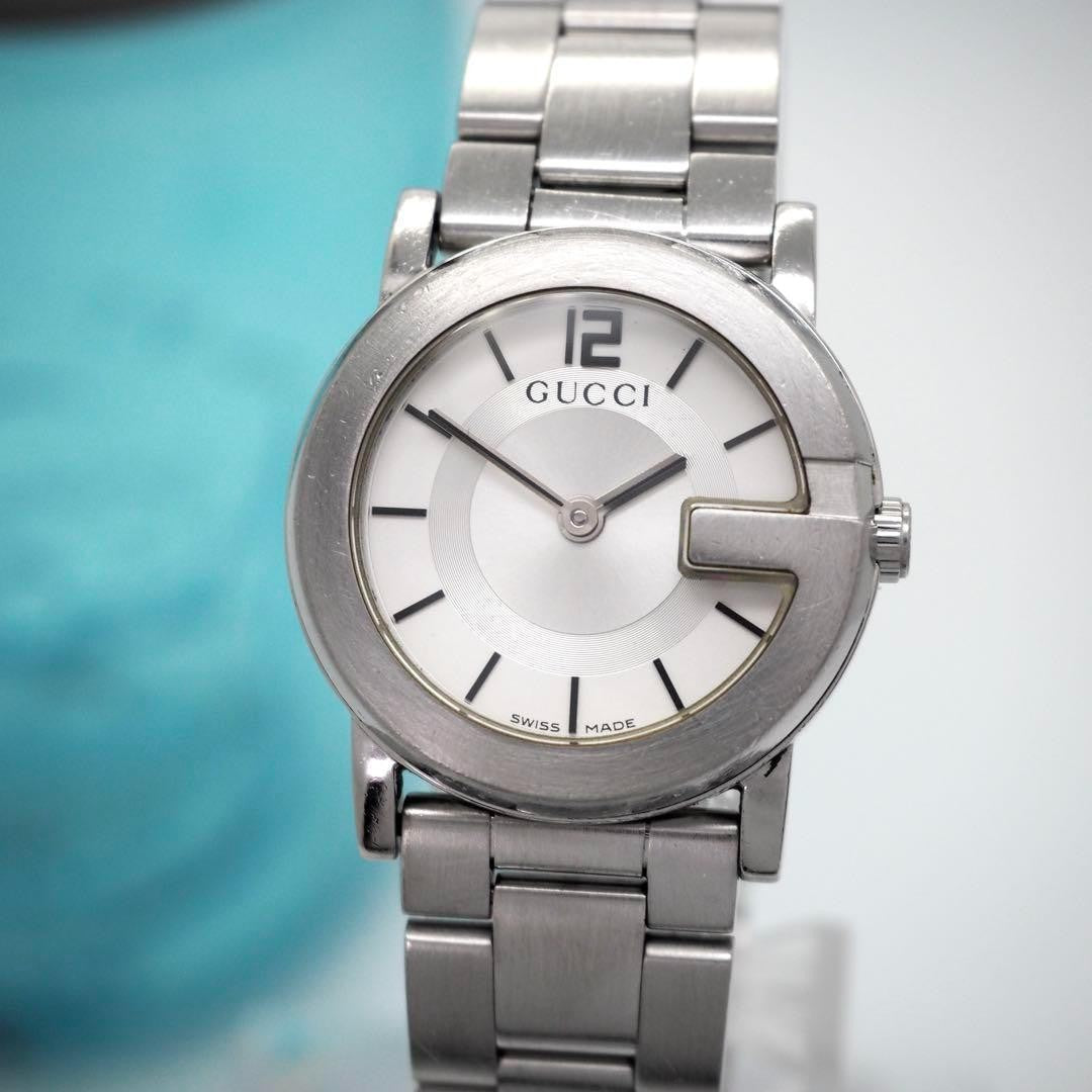 GUCCI 101L Quartz Watch Wristwatch White Silver Women's Authentic
