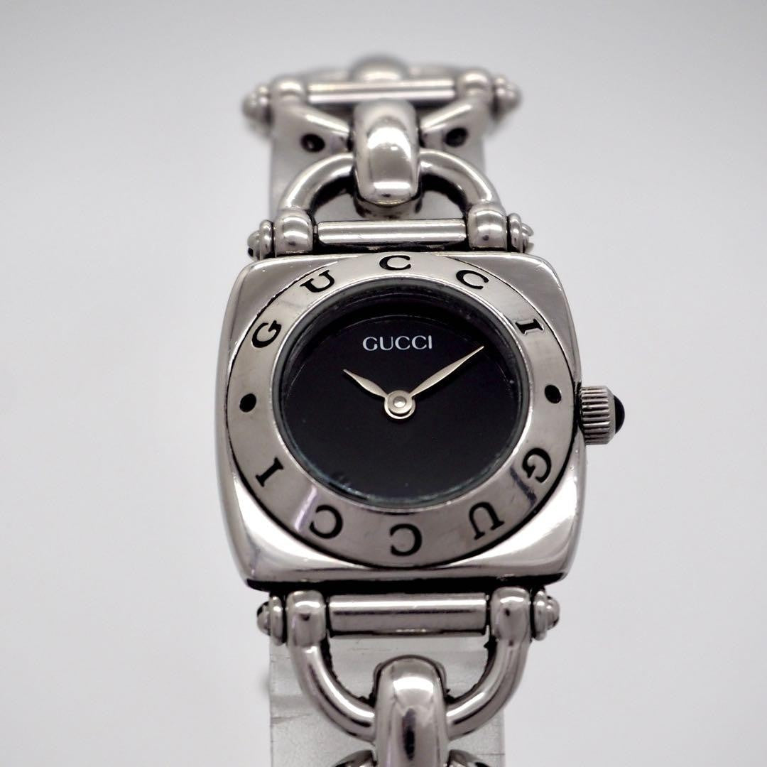 GUCCI 6400L Quartz Watch Wristwatch Black Silver Women's Authentic