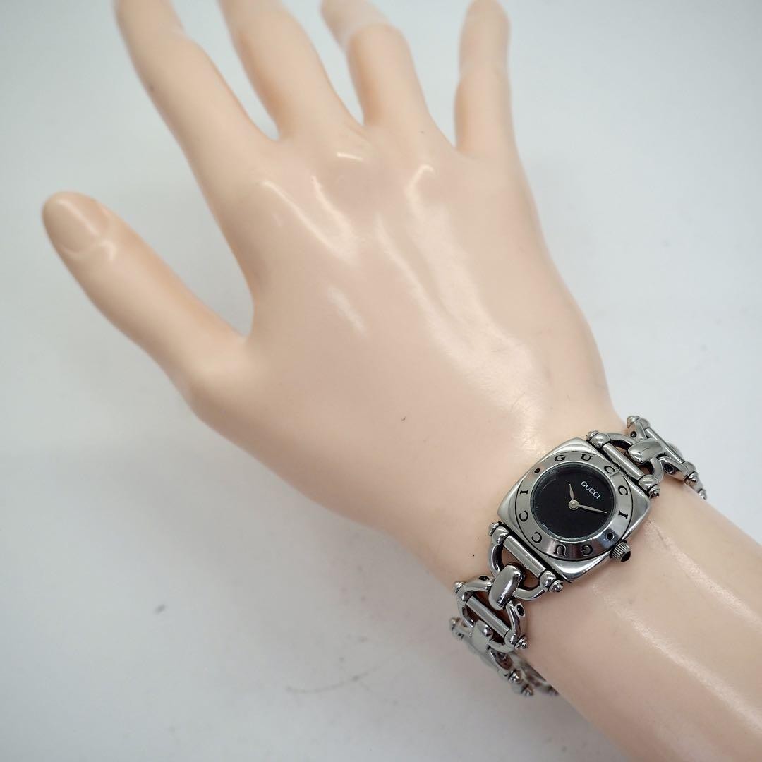 GUCCI 6400L Quartz Watch Wristwatch Black Silver Women's Authentic