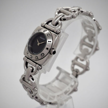 GUCCI 6400L Quartz Watch Wristwatch Black Silver Women's Authentic