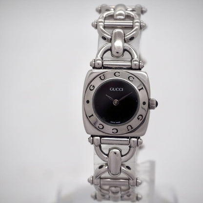 GUCCI 6400L Quartz Watch Wristwatch Black Silver Women's Authentic