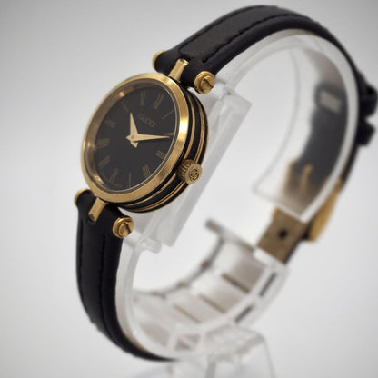 GUCCI Quartz Watch Wristwatch Gold Black Women's Authentic