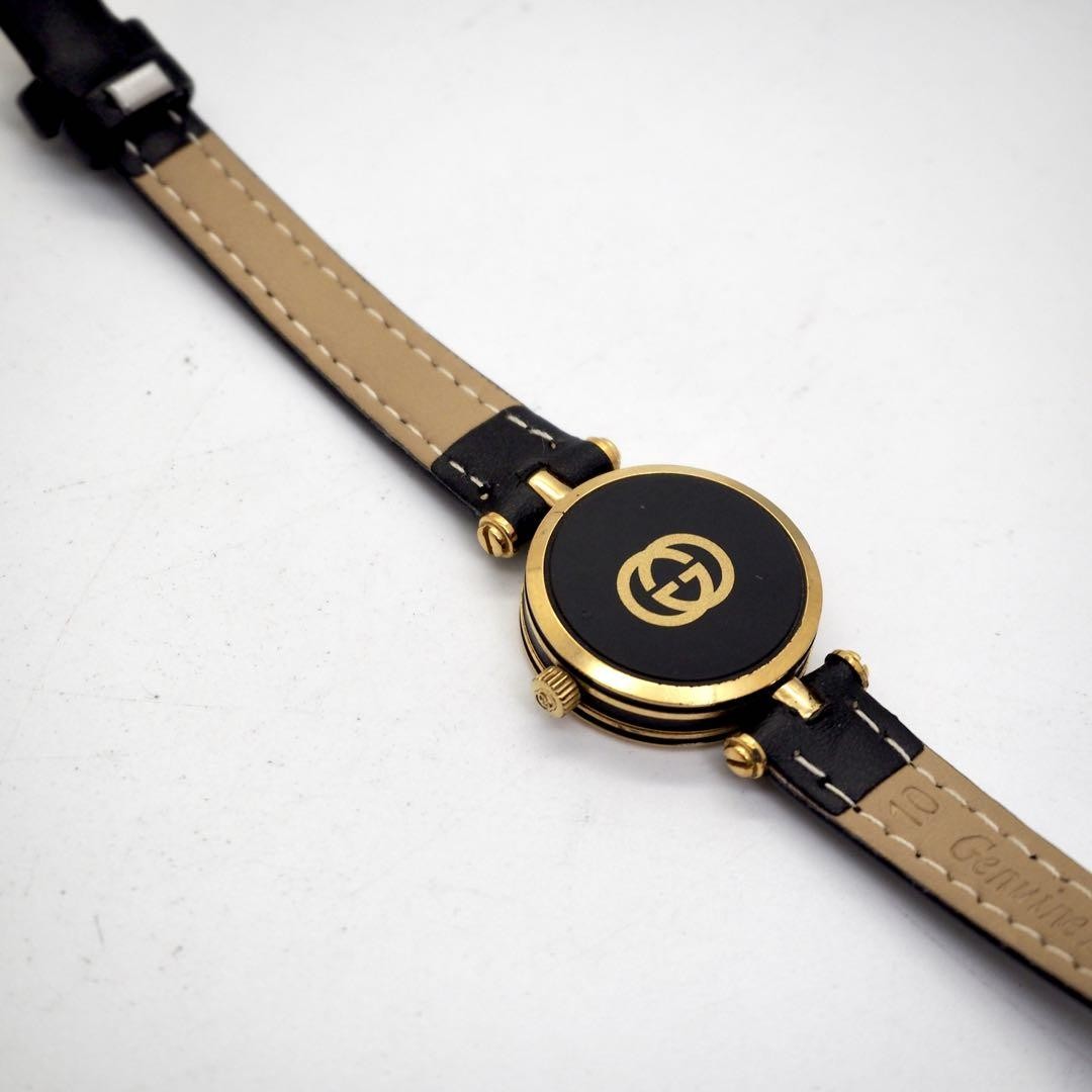 GUCCI Quartz Watch Wristwatch Gold Black Women's Authentic