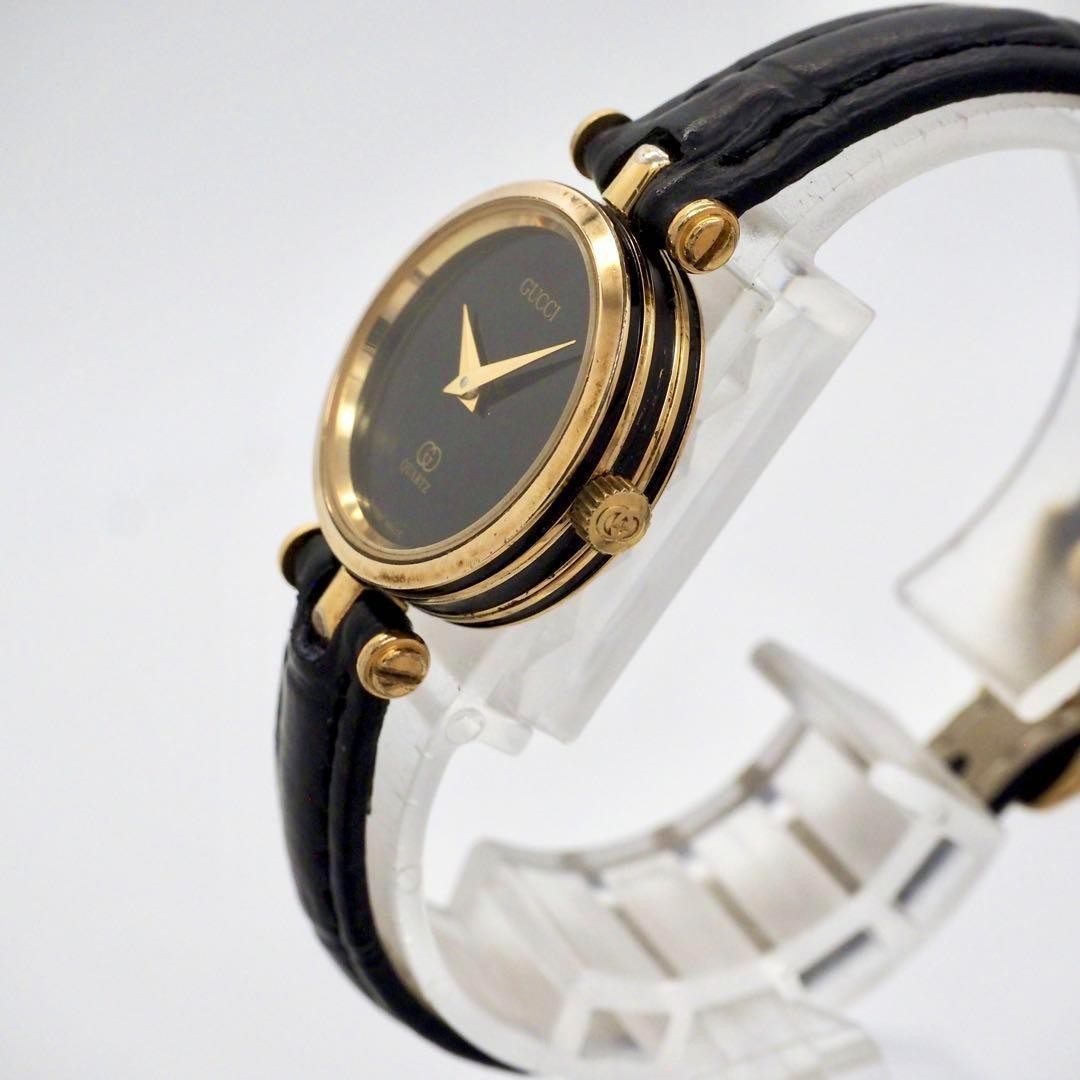 GUCCI Quartz Watch Wristwatch Gold Black Women's Authentic
