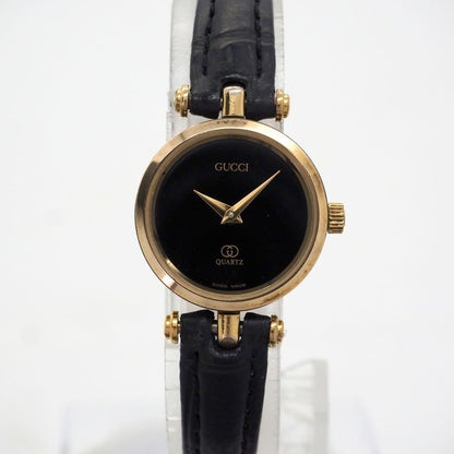 GUCCI Quartz Watch Wristwatch Gold Black Women's Authentic