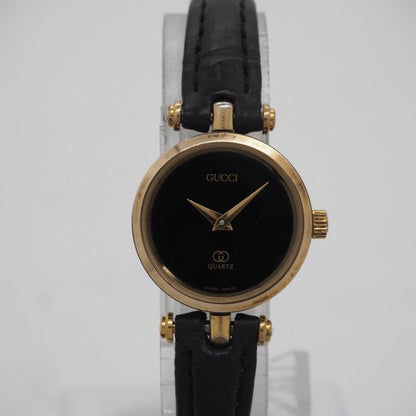 GUCCI Quartz Watch Wristwatch Gold Black Women's Authentic