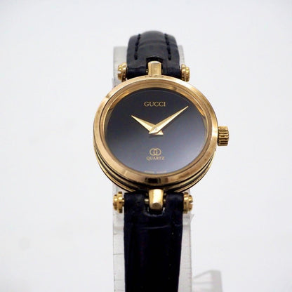 GUCCI Quartz Watch Wristwatch Gold Black Women's Authentic